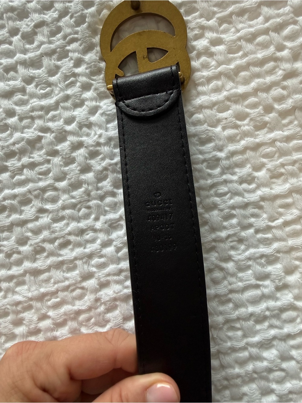 Gucci Black Leather Belt with Gold Double G Buckle - Picture 3 of 4
